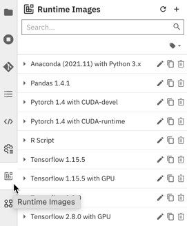 Runtime images tab