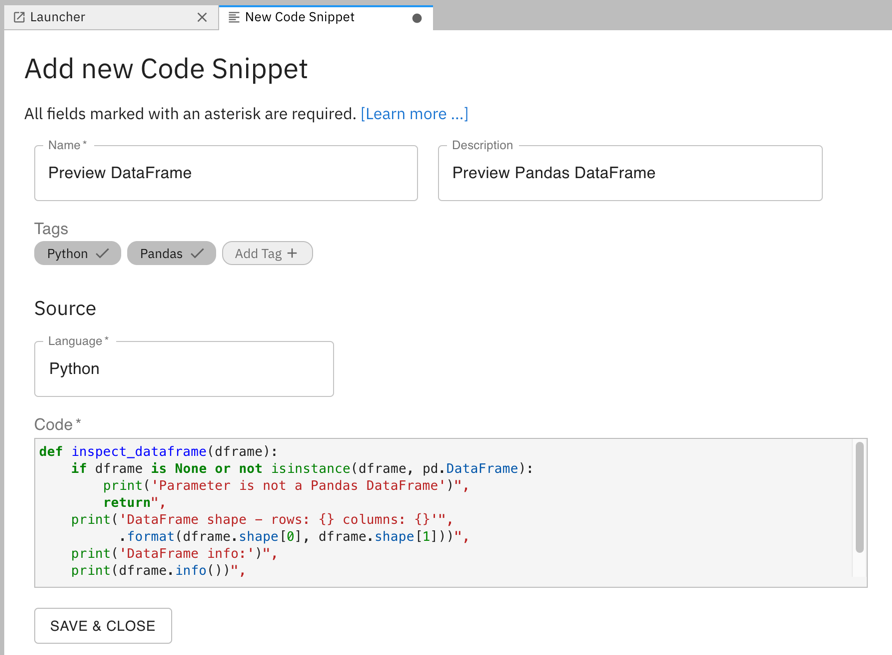 Add Code Snippets