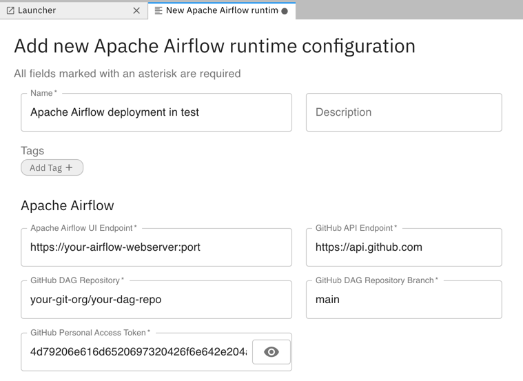 Example Apache Airflow runtime configuration