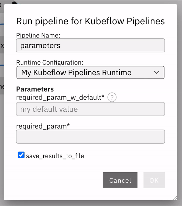 Configure pipeline submit options with parameters