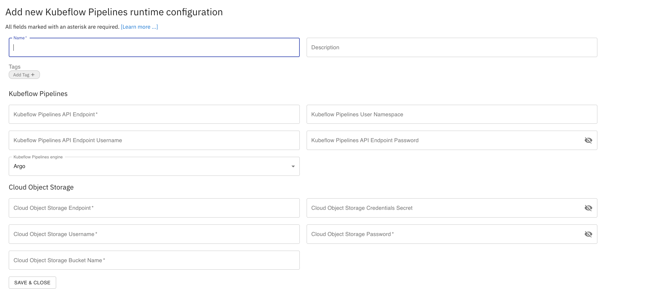 Create runtime configuration